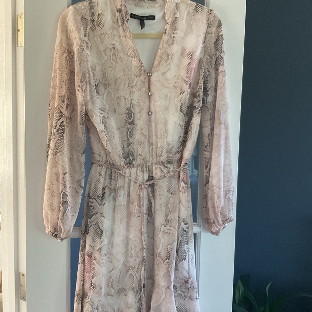 White House Black Market Elegant Snake Print Long Sleeve Dress, Size 2